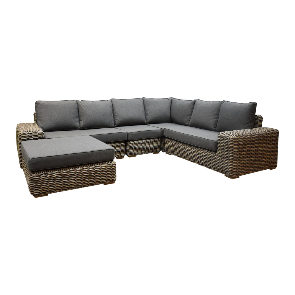 AVH-Collectie Queen hoek loungeset 6 delig grijs wicker AVH-Collectie Queen hoek loungeset 6 delig grijs wicker