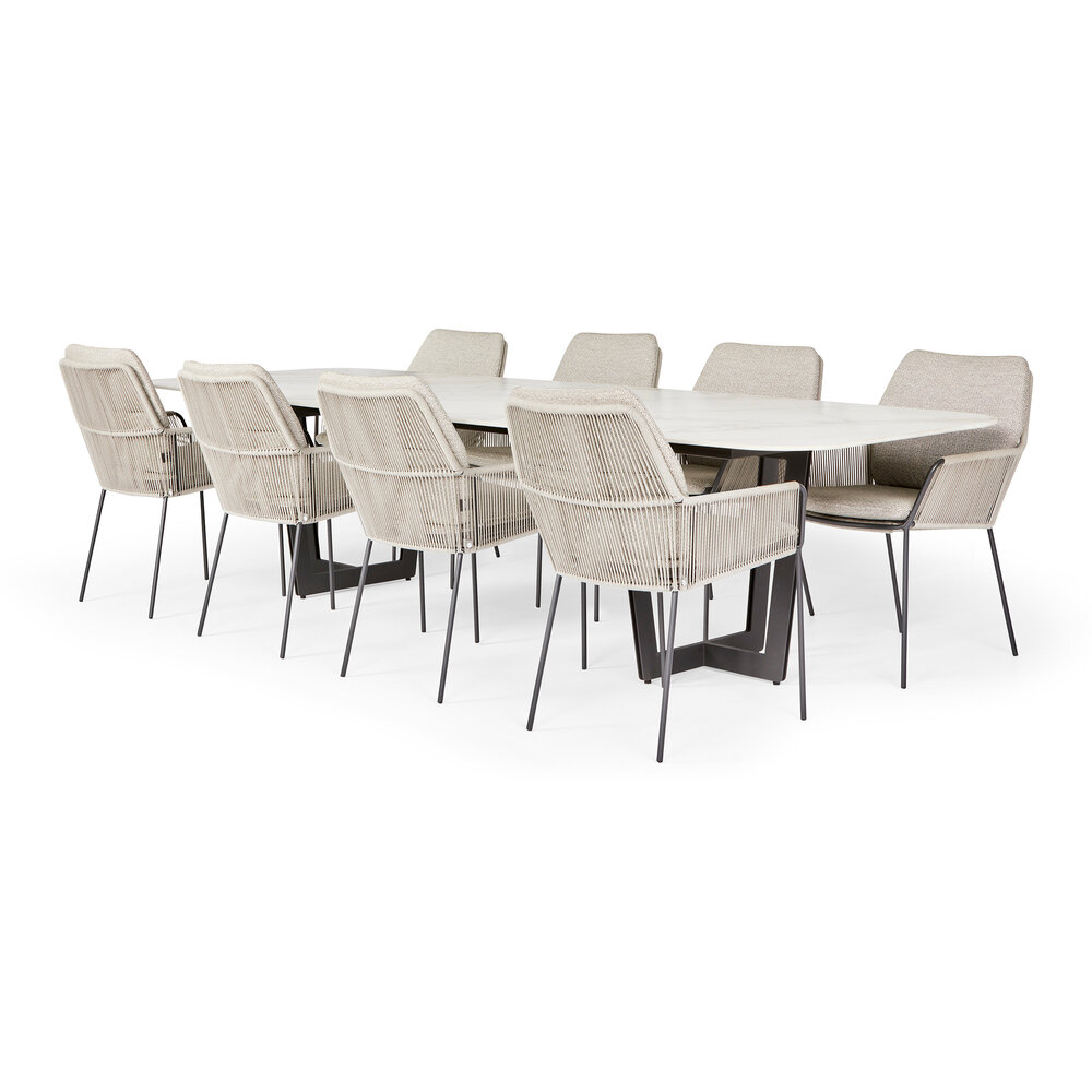 SUNS Punta dining tuinstoel soft grey mixed weave camel sand SUNS