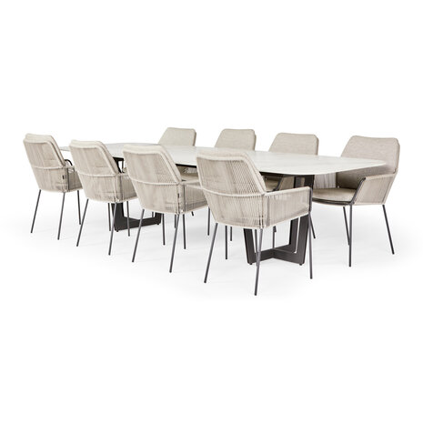 SUNS Punta dining tuinstoel soft grey mixed weave camel sand SUNS