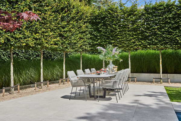 SUNS Punta dining tuinstoel soft grey mixed weave camel sand SUNS