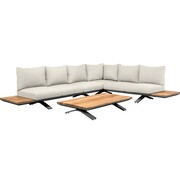 SUNS Stockholm hoek loungeset 3 delig matt royal grey soft grey mixed weave SUNS