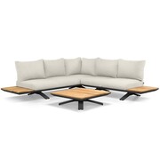 SUNS Stockholm hoek loungeset 3 delig matt royal grey soft grey mixed weave SUNS