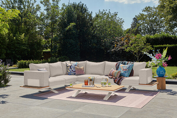 SUNS Stockholm hoek loungeset 3 delig camel sand naturel mixed weave SUNS SUNS Stockholm hoek loungeset 3 delig camel sand naturel mixed weave SUNS