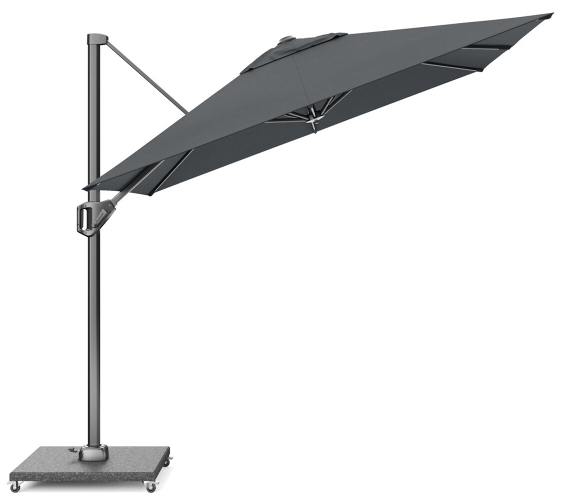 Platinum Voyager T1 zweefparasol 250x250 cm antraciet met parasolvoet 75kg en hoes Platinum Voyager T1 zweefparasol 250x250 cm antraciet met parasolvoet 75kg en hoes