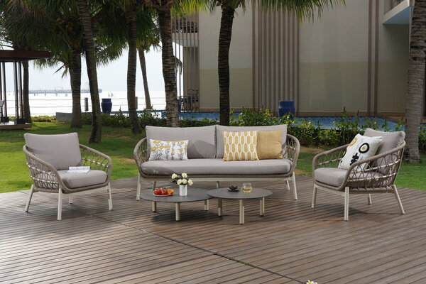 AVH-Collectie Montreal stoel bank loungeset 5 delig taupe rope AVH-Collectie Montreal stoel bank loungeset 5 delig taupe rope