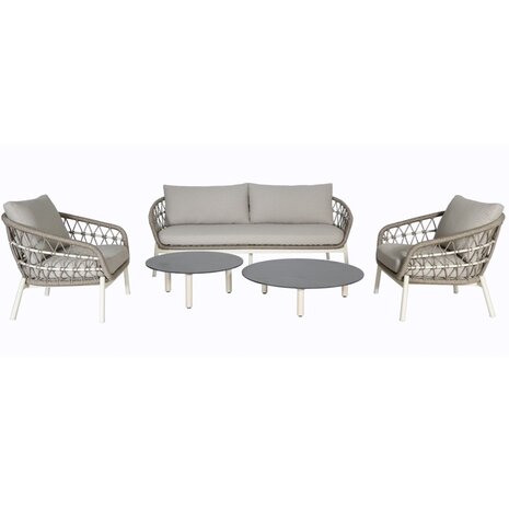AVH-Collectie Montreal stoel bank loungeset 5 delig taupe rope AVH-Collectie Montreal stoel bank loungeset 5 delig taupe rope