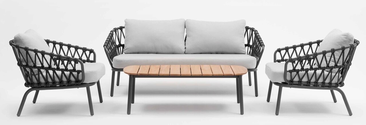 AVH-Collectie Elegant stoel bank loungeset 4 delig antraciet rope AVH-Collectie Elegant stoel bank loungeset 4 delig antraciet rope