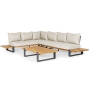 SUNS SUNS Nardo hoek loungeset 3 delig soft grey mixed weave / matt royal grey