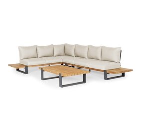 SUNS SUNS Nardo hoek loungeset 3 delig soft grey mixed weave / matt royal grey SUNS SUNS Nardo hoek loungeset 3 delig soft grey mixed weave / matt royal grey