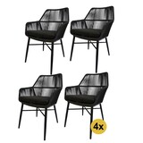 AVH-Collectie Set van 4 Chianti dining tuinstoel zwart rope AVH-Collectie Set van 4 Chianti dining tuinstoel zwart rope