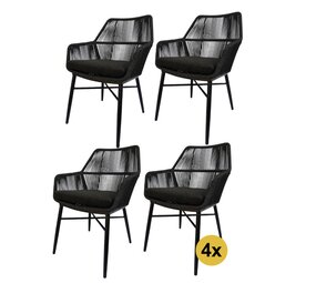 AVH-Collectie Set van 4 Chianti dining tuinstoel zwart rope AVH-Collectie Set van 4 Chianti dining tuinstoel zwart rope