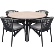 AVH-Collectie Quincy Apollo dining tuinset 120xH75 cm rond 5 delig polywood