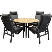 AVH-Collectie Quincy Kota dining tuinset 120xH75 cm rond 5 delig verstelbaar polywood
