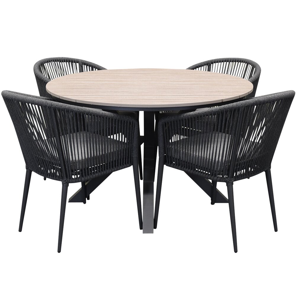 AVH-Collectie Quincy Lissabon dining tuinset 120xH75 cm rond 5 delig polywood AVH-Collectie Quincy Lissabon dining tuinset 120xH75 cm rond 5 delig polywood