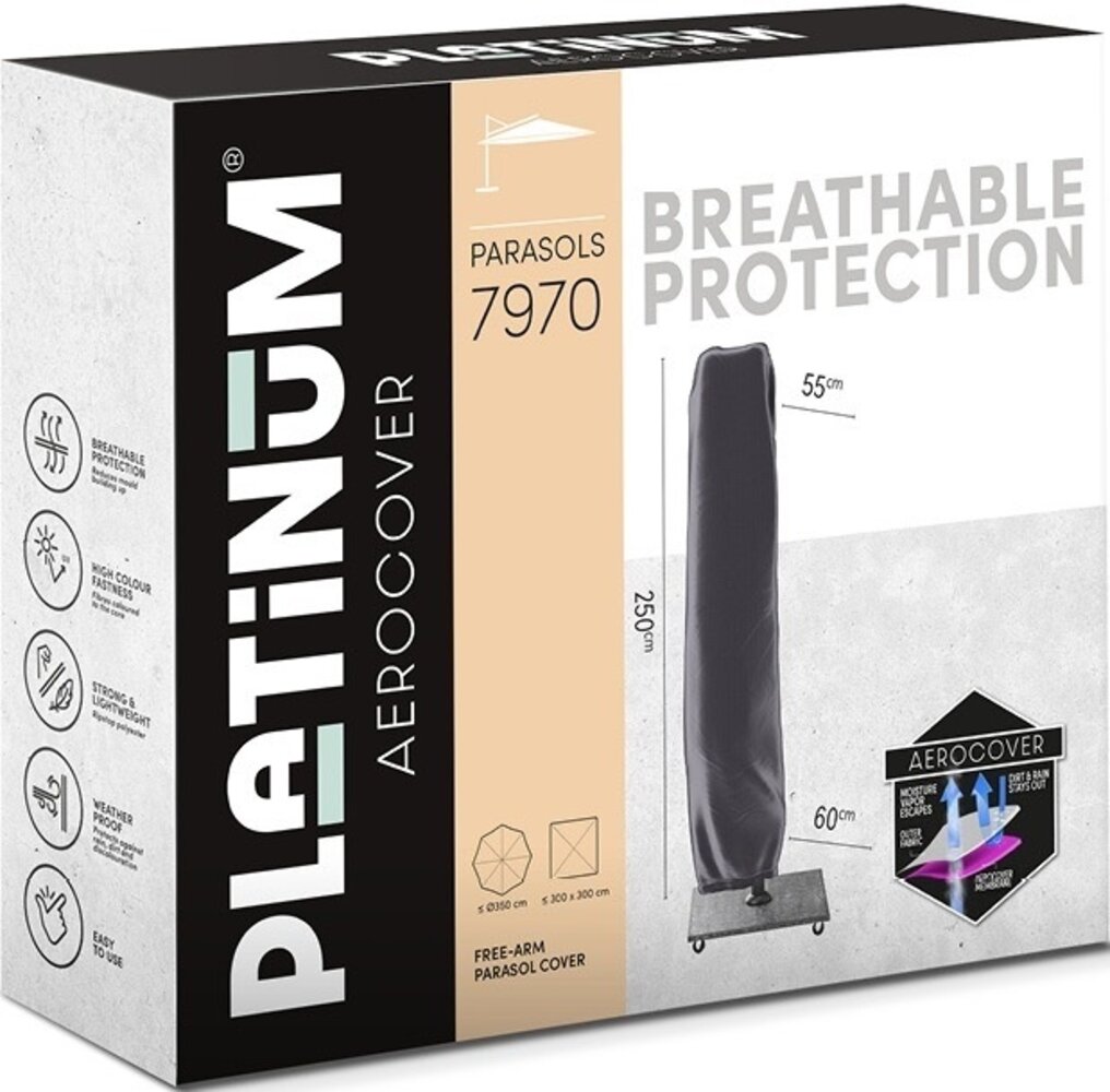 Platinum Challenger T2 300x300 cm antraciet met ingraafbare voet en hoes Platinum Challenger T2 300x300 cm antraciet met ingraafbare voet en hoes