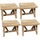 AVH-Collectie Set van 4 Stool voetenbank teak AVH-Collectie Set van 4 Stool voetenbank teak