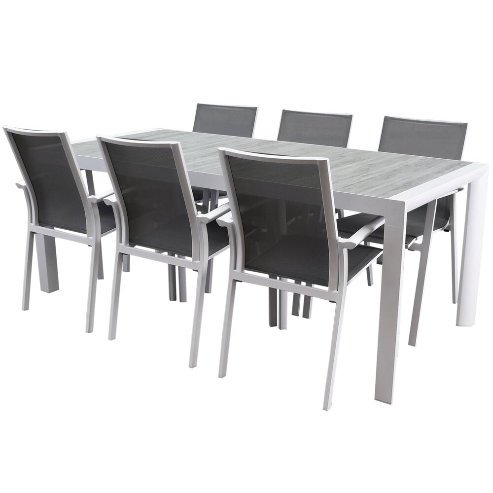 AVH-Collectie Malaga New Delhi dining tuinset 220x100x74,5 cm 7 delig wit AVH-Collectie Malaga New Delhi dining tuinset 220x100x74,5 cm 7 delig wit