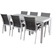AVH-Collectie New Valley New Delhi dining tuinset 220x100x74,5 cm 7 delig wit