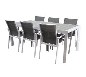 AVH-Collectie New Valley New Delhi dining tuinset 220x100x74,5 cm 7 delig wit