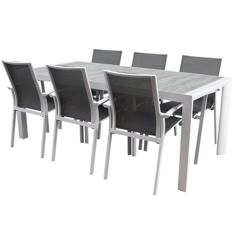 AVH-Collectie Malaga New Delhi dining tuinset 220x100x74,5 cm 7 delig wit AVH-Collectie Malaga New Delhi dining tuinset 220x100x74,5 cm 7 delig wit