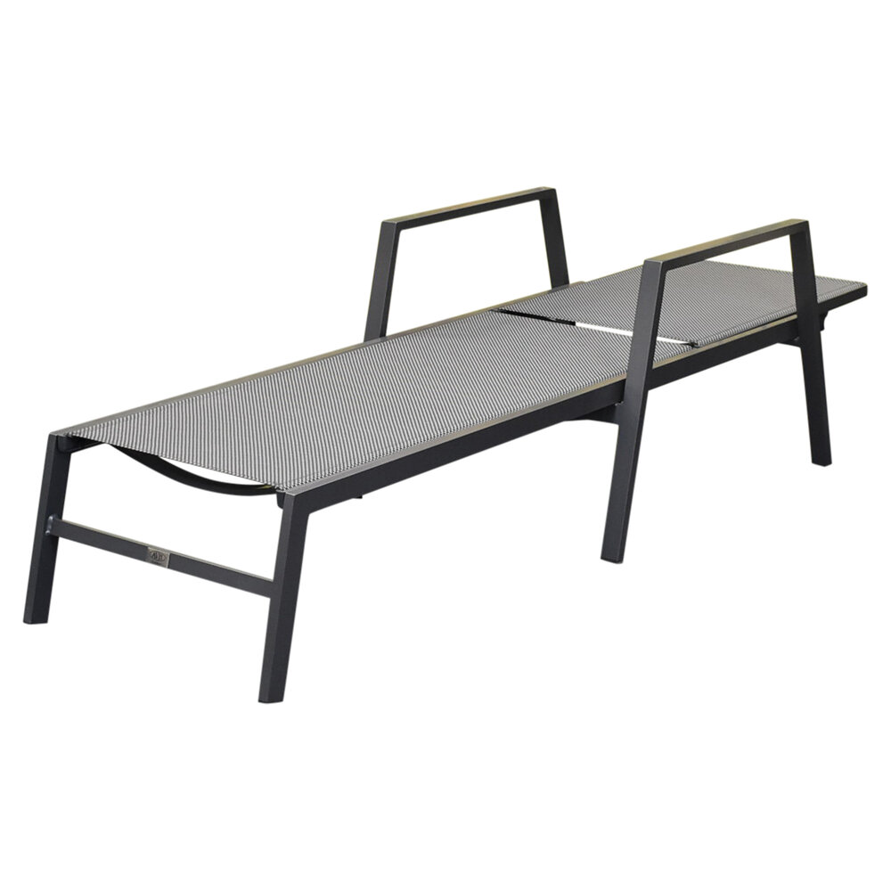 AVH-Collectie Henry ligbed aluminium antraciet verstelbaar met armleuningen AVH-Collectie Henry ligbed aluminium antraciet verstelbaar met armleuningen