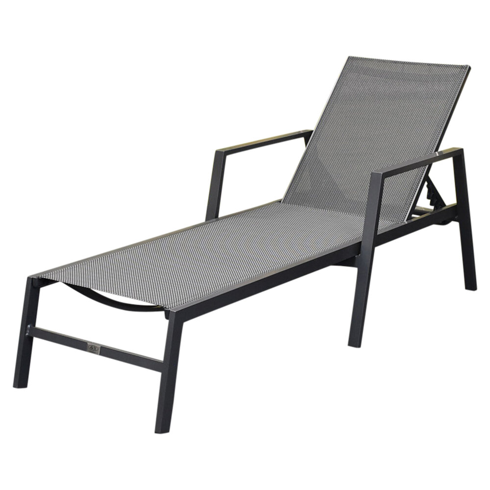 AVH-Collectie Henry ligbed aluminium antraciet verstelbaar met armleuningen AVH-Collectie Henry ligbed aluminium antraciet verstelbaar met armleuningen