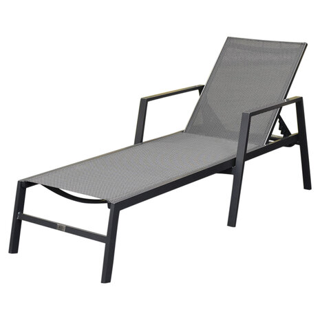 AVH-Collectie Henry ligbed aluminium antraciet verstelbaar met armleuningen AVH-Collectie Henry ligbed aluminium antraciet verstelbaar met armleuningen