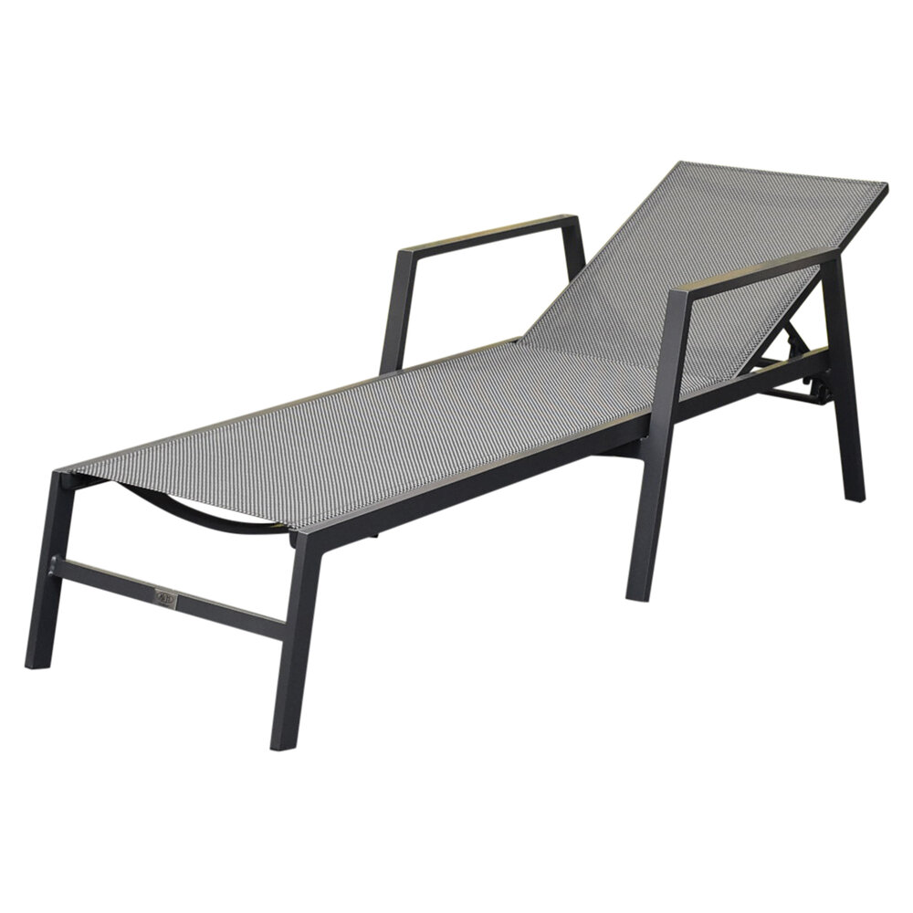 AVH-Collectie Henry ligbed aluminium antraciet verstelbaar met armleuningen AVH-Collectie Henry ligbed aluminium antraciet verstelbaar met armleuningen