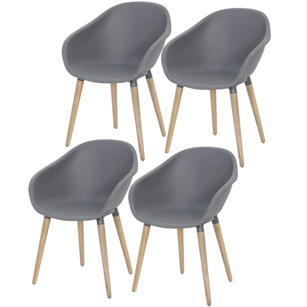 AVH-Collectie Set van 4 Swan dining kuipstoel grijs kunststof AVH-Collectie Set van 4 Swan dining kuipstoel grijs kunststof