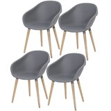 AVH-Collectie Set van 4 Swan dining kuipstoel grijs kunststof AVH-Collectie Set van 4 Swan dining kuipstoel grijs kunststof