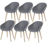 AVH-Collectie Set van 6 Swan dining kuipstoel grijs kunststof AVH-Collectie Set van 6 Swan dining kuipstoel grijs kunststof