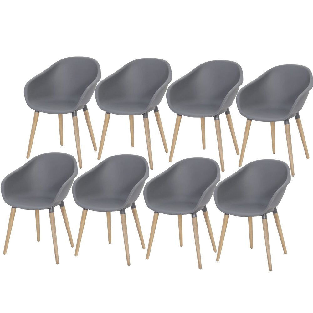 AVH-Collectie Set van 8 Swan dining kuipstoel grijs kunststof AVH-Collectie Set van 8 Swan dining kuipstoel grijs kunststof