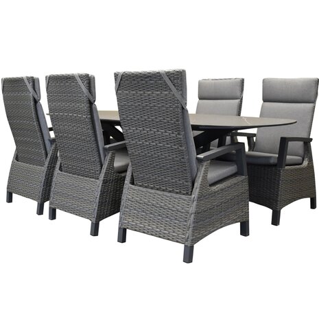 AVH-Collectie San Francisco Tunis dining tuinset 240x100xH76 cm 7 delig verstelbaar antraciet keramiek AVH-Collectie San Francisco Tunis dining tuinset 240x100xH76 cm 7 delig verstelbaar antraciet keramiek