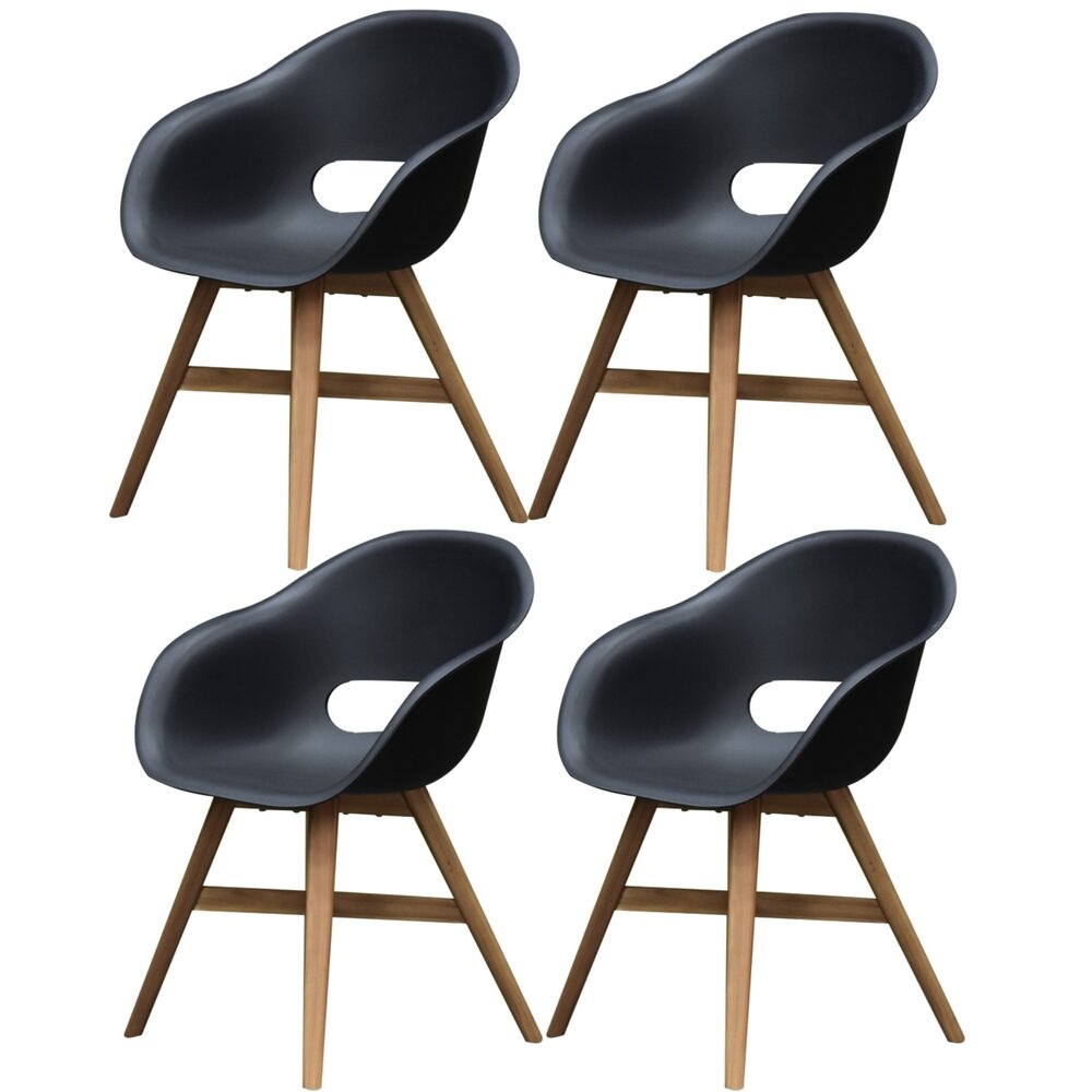AVH-Collectie set van 4 Karlstad dining kuipstoel kunststof zwart