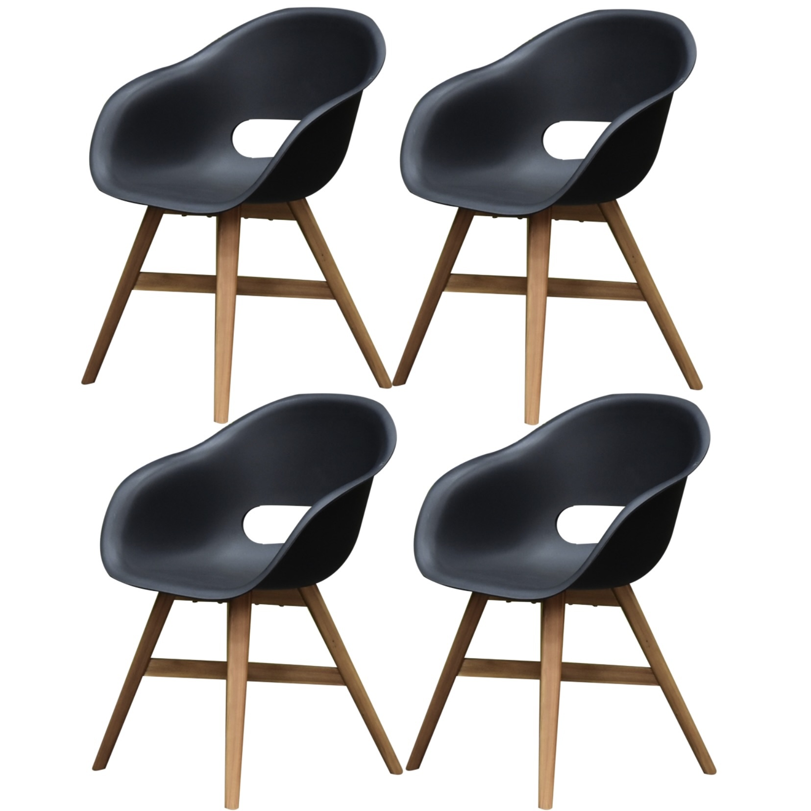 AVH-Collectie set van 4 Karlstad dining kuipstoel kunststof zwart