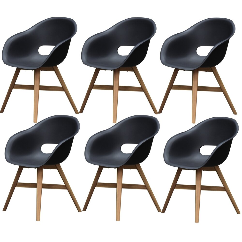 AVH-Collectie set van 6 Karlstad dining kuipstoel kunststof zwart