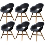 AVH-Collectie set van 6 Karlstad dining kuipstoel kunststof zwart