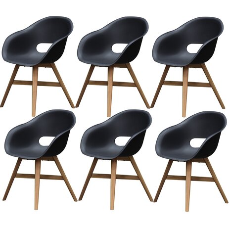 AVH-Collectie set van 6 Karlstad dining kuipstoel kunststof zwart