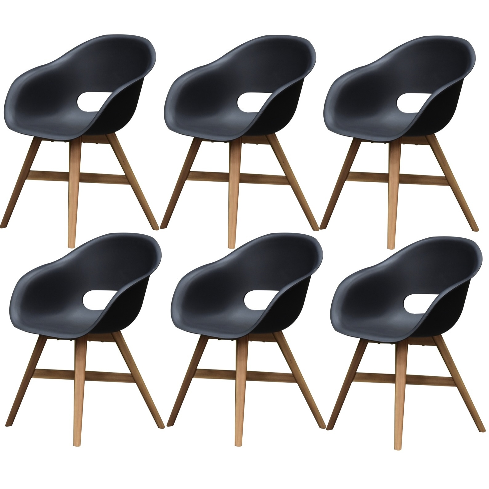 AVH-Collectie set van 6 Karlstad dining kuipstoel kunststof zwart
