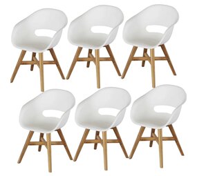 AVH-Collectie set van 6 Karlstad dining kuipstoel kunststof wit