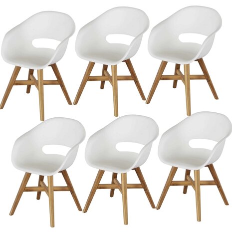 AVH-Collectie set van 6 Karlstad dining kuipstoel kunststof wit