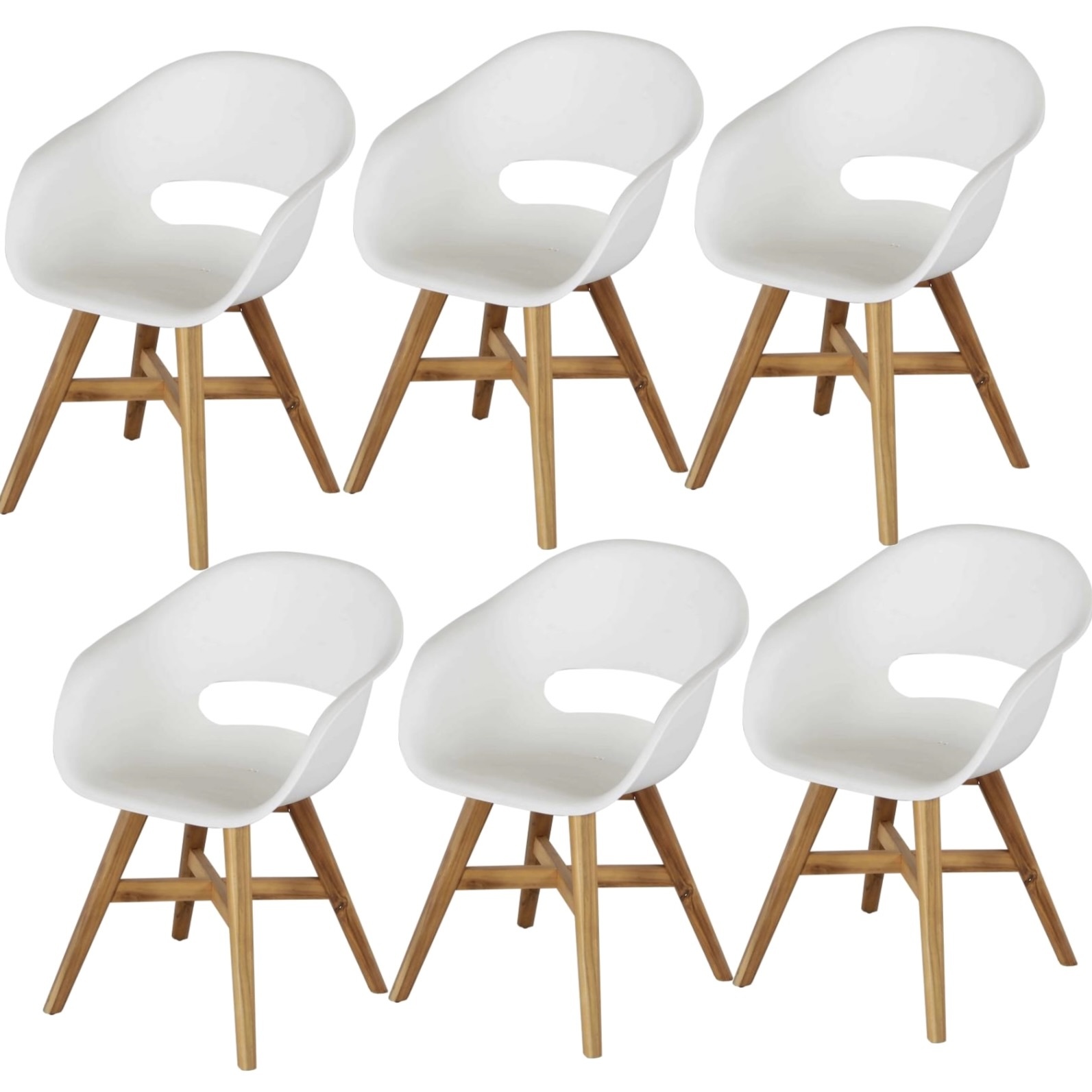 AVH-Collectie set van 6 Karlstad dining kuipstoel kunststof wit