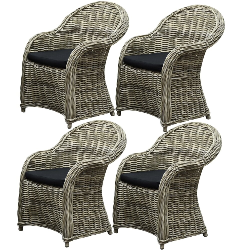 AVH-Collectie Roma dining tuinstoel naturel rotan set (4 stoelen) AVH-Collectie Roma dining tuinstoel naturel rotan set (4 stoelen)
