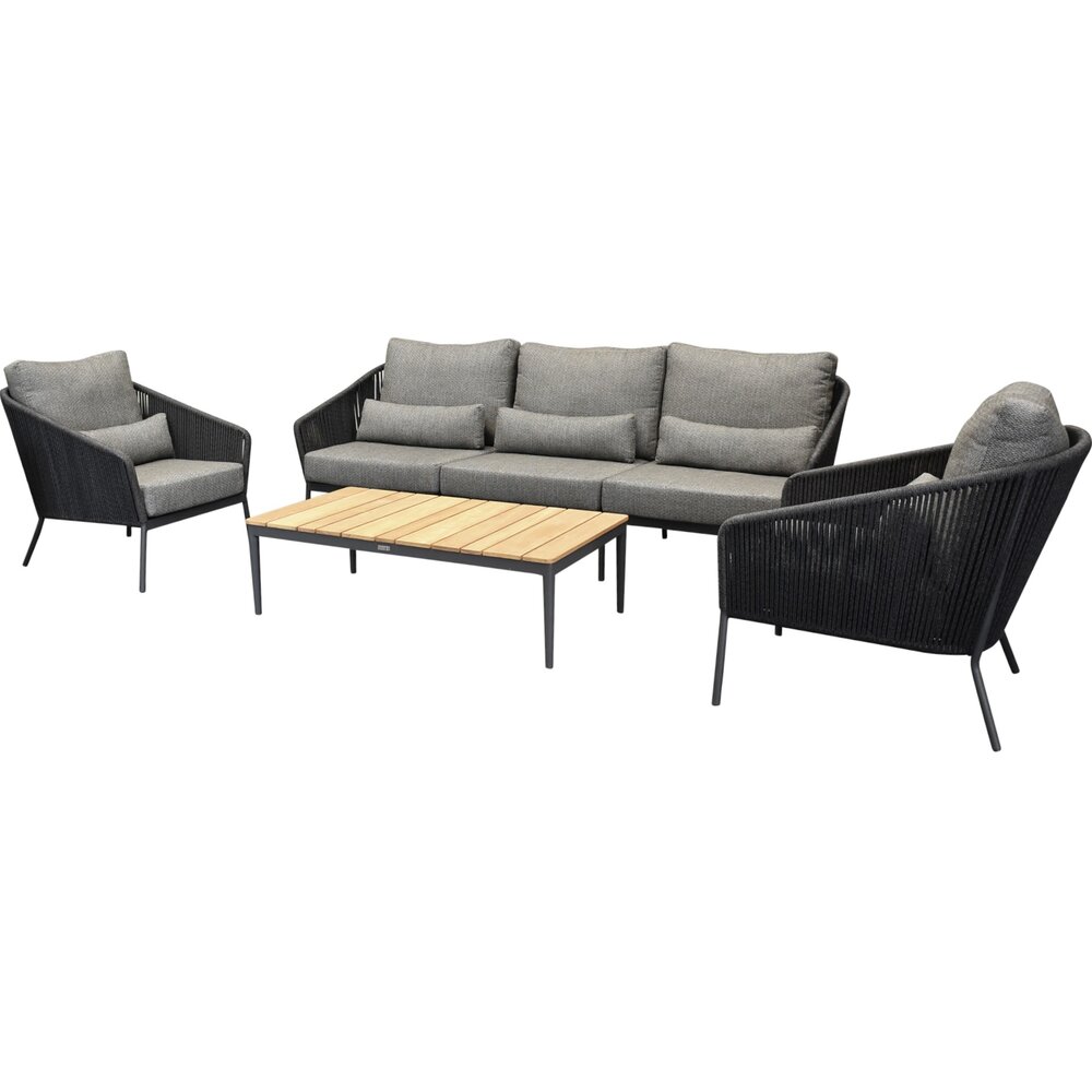 AVH-Collectie Costa stoel bank loungeset 4 delig rope antraciet AVH-Collectie Costa stoel bank loungeset 4 delig rope antraciet