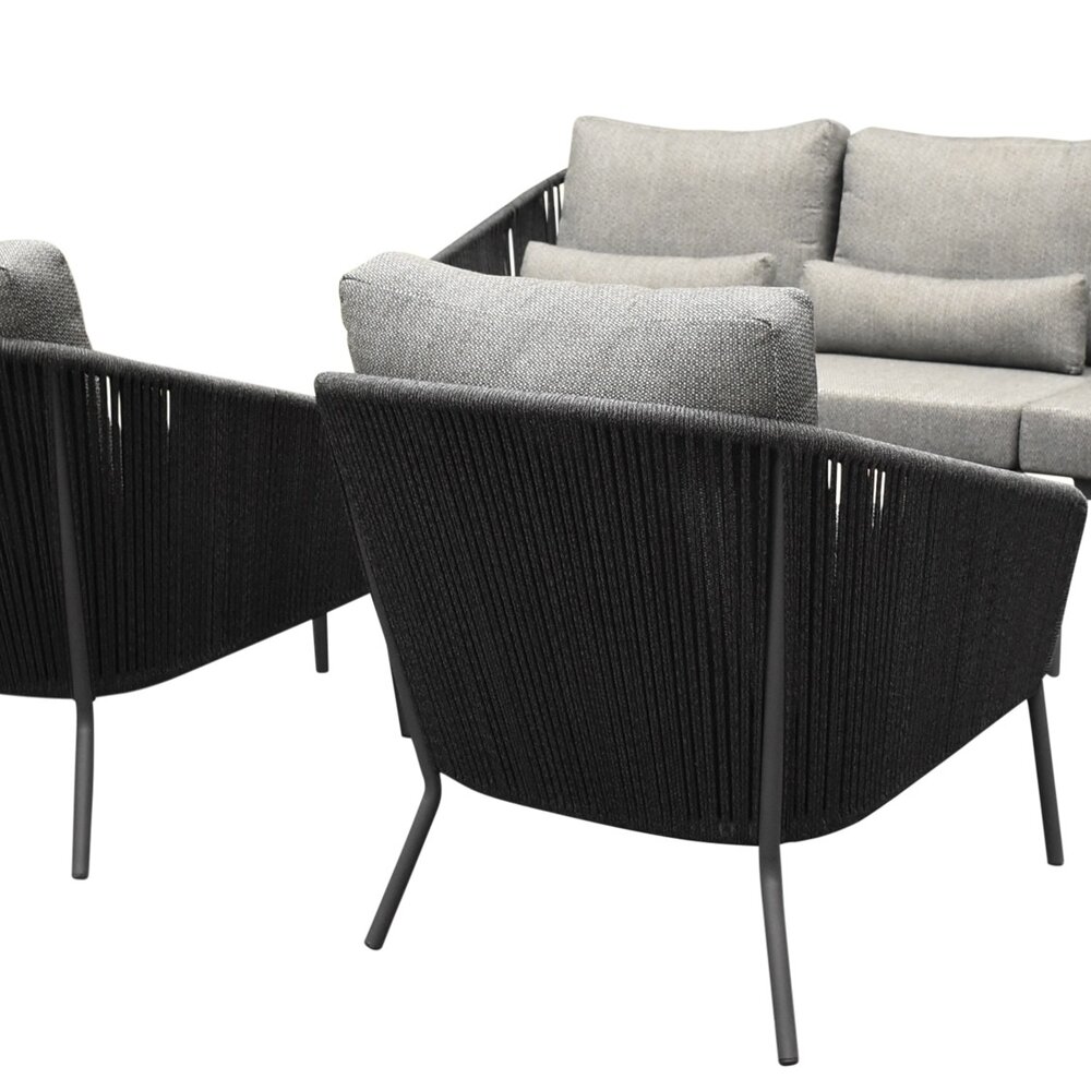 AVH-Collectie Costa stoel bank loungeset 4 delig rope antraciet AVH-Collectie Costa stoel bank loungeset 4 delig rope antraciet