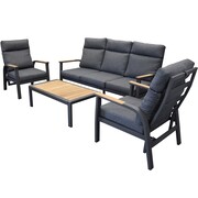 AVH-Collectie Kota stoel bank loungeset verstelbaar 4 delig antraciet aluminium