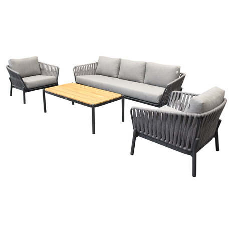 AVH-Collectie Washington stoel bank loungeset 4 delig grijs rope AVH-Collectie Washington stoel bank loungeset 4 delig grijs rope