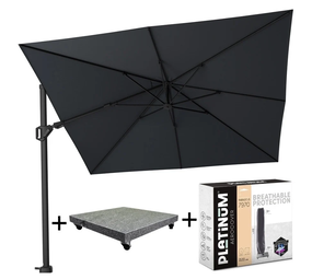 Platinum TROPICAL DEAL - Challenger T2 300x300 cm antraciet met parasolvoet 90kg en hoes