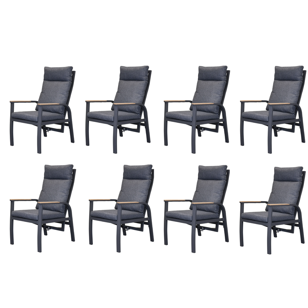 AVH-Collectie Kota dining tuinstoel verstelbaar antraciet aluminium set van 8 AVH-Collectie Kota dining tuinstoel verstelbaar antraciet aluminium set van 8