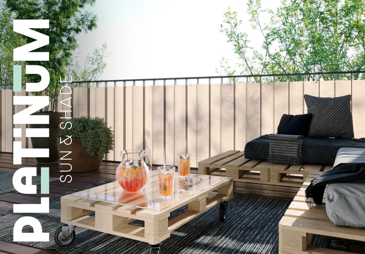 Platinum Platinum Sun & Shade Coolfit balkondoek 500x80cm Ecru wit Platinum Platinum Sun & Shade Coolfit balkondoek 500x80cm Ecru wit